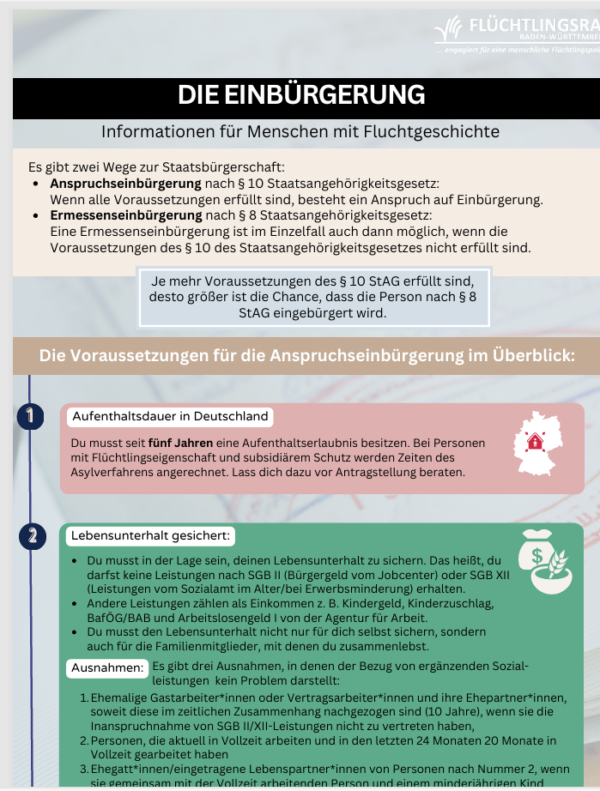 Infoblatt: Einbürgerung
