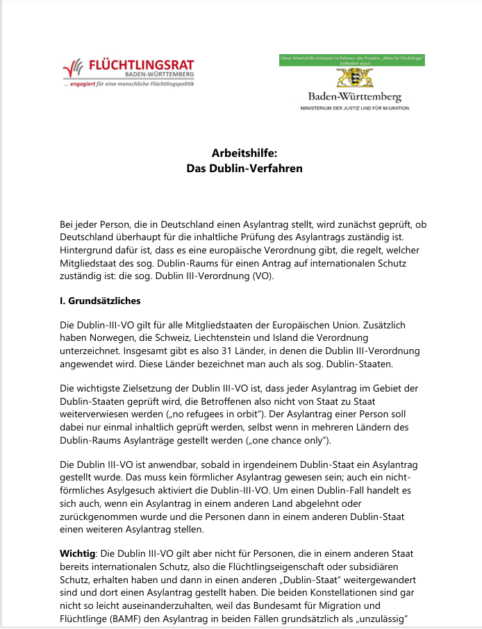 Arbeitshilfe: Dublin-Verfahren – Bild 1