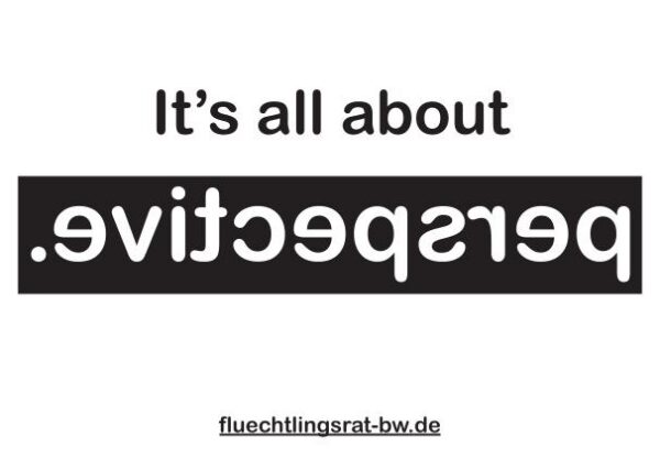 Aufkleber mit Aufschrift 'It's all about perspective' schwar auf weiß