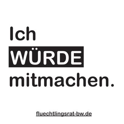 Aufkleber mit Aufschrift Ich WÜRDE mitmachen