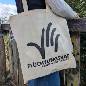 Motiv Flüchtlingsrat Hand Tasche Rückseite
